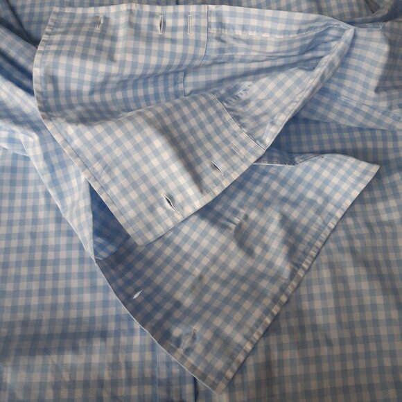 Thomas Pink SZ 17 French Cuff Gingham Blue & White Button Up Men's Shirt - Picture 8 of 15